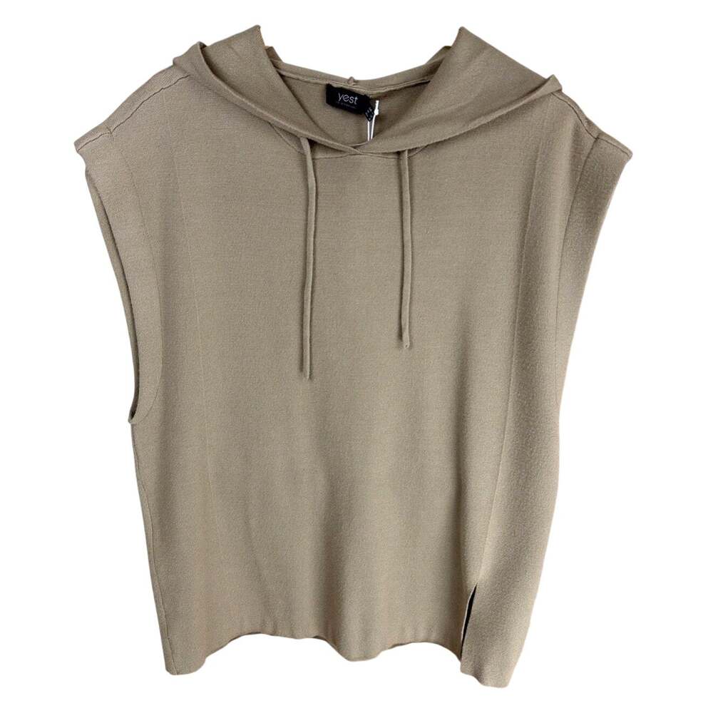 NWT Yest Giselle Beige Viscose Blend Hooded Sleeveless High Low Top Size 8